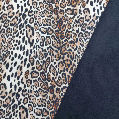 Softshell Stoff Leopardenmuster Animal Print, schwarz beige