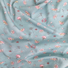 Jerseystoff Digitaldruck kleine Bltter Pilze, mint
