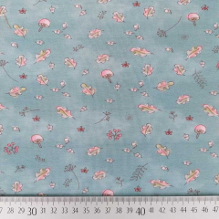 Jerseystoff Digitaldruck kleine Bltter Pilze, mint