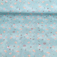 Jerseystoff Digitaldruck kleine Bltter Pilze, mint