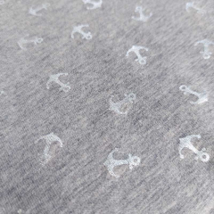 Jerseystoff Foliendruck kleine Anker silber metallic grau meliert