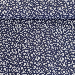 Baumwollstoff Streublmchen, weiss marineblau