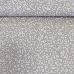 Baumwollstoff Streublmchen, wei hellbeige