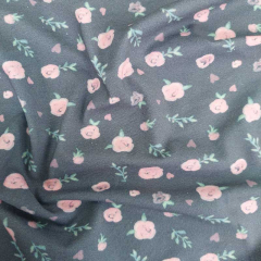Jerseystoff Rosen Zweige, rosa dunkelgrau