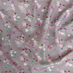 Jerseystoff Blumen Zweige, rosa pink mattes braun (taupe)