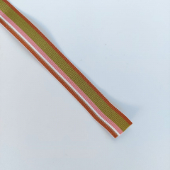 Ripsband Streifen 16 mm, cognac khaki rosa wei
