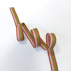 Ripsband Streifen 16 mm, cognac khaki rosa wei