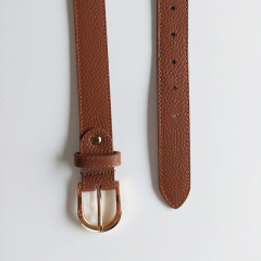 Ledergrtel Uni Gr. 100 (119 cm) goldene Schnalle, Havanna Braun