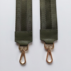 Taschengurt Streifen 3d uni - armygrn-armygrnes Leder - goldene Schnallen