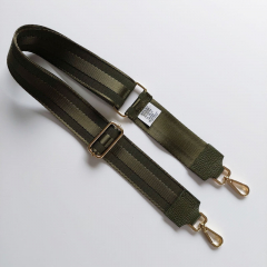 Taschengurt Streifen 3d uni - armygrn-armygrnes Leder - goldene Schnallen