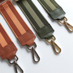 Taschengurt Streifen 3d uni - armygrn-armygrnes Leder - goldene Schnallen