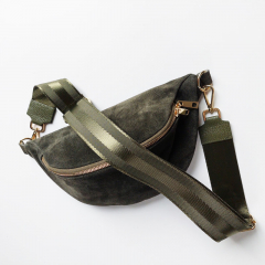 Taschengurt Streifen 3d uni - armygrn-armygrnes Leder - goldene Schnallen
