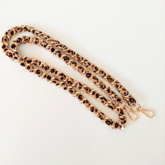 Taschenkette Samtband Leopardenmuster -schwarz beige - golden