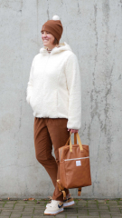Feincord Stoff Babycord uni, Havanna Braun