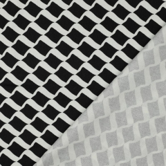 Canvas Stoff Black & White Gitternetz abstrakte Wellen, Rauten, wei schwarz
