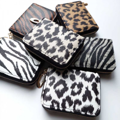 Portemonnaie kleine Geldbrse Animal Print, schwarz wei - goldener Reiverschluss