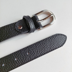 Ledergrtel uni Gr. 95 silber Schnalle, schwarz