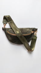 Bauchtasche Wildleder mit Wildlederriemen -army grn - gold Schnallen-Made in Italy