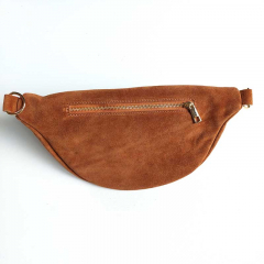 Bauchtasche Wildleder mit Wildlederriemen -karamell - gold Schnallen-Made in Italy