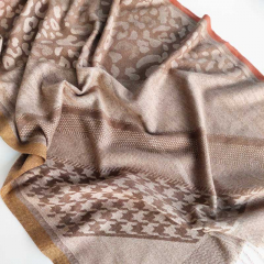 Schal Halstuch Leoparden Hahnentritt Fischgrt Muster Fransen, beige soft braun