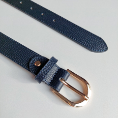Ledergrtel Uni Gr. 95 (114 cm) goldene Schnalle, dunkelblau