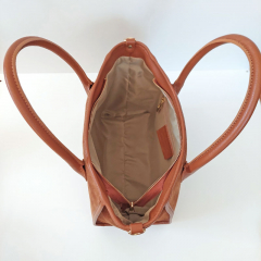 Wildledertasche Handtasche rechteckig goldene Schnallen, cognac braun