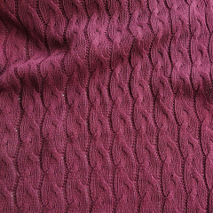 Strickstoff Zopfmuster Meterware, bordeaux