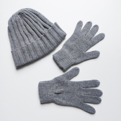 Handschuhe aus Kaschmirmix Strickstoff Fingerhandschuhe - grau - made in Italy