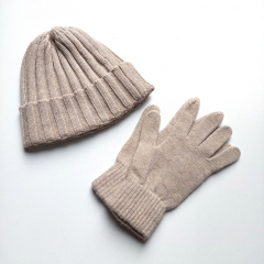 Handschuhe aus Kaschmirmix Strickstoff Fingerhandschuhe - hellbeige - made in Italy