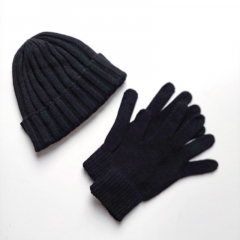 Mtze aus Kaschmirmix Strickstoff- schwarz - made in Italy