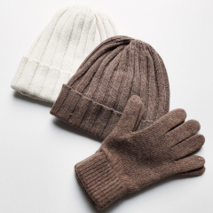 Handschuhe aus Kaschmirmix Strickstoff Fingerhandschuhe - soft brown- made in Italy