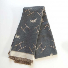 Schal Kaschmirmix Pferd Buchstabe Schultertuch, beige grau