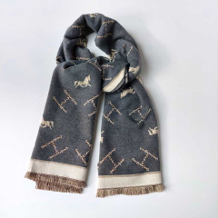 Schal Kaschmirmix Pferd Buchstabe Schultertuch, beige grau