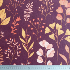 Dekostoff Blumen Blmchen Leinen Optik,altrosa orange bordeaux