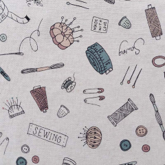 Dekostoff SEWING MADE WITH LOVE Leinen Optik, mint natur