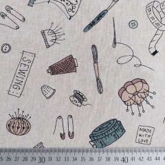Dekostoff SEWING MADE WITH LOVE Leinen Optik, mint natur