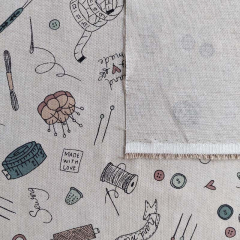 Dekostoff SEWING MADE WITH LOVE Leinen Optik, mint natur