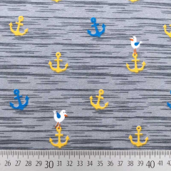 Jerseystoff Anker M�we Kinderjersey Baumwolle, gelb mittelblau grau