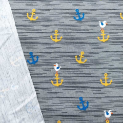 Jerseystoff Anker M�we Kinderjersey Baumwolle, gelb mittelblau grau