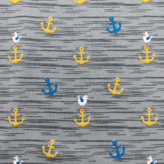 Jerseystoff Anker M�we Kinderjersey Baumwolle, gelb mittelblau grau