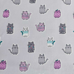 Jerseystoff Katzen, grau
