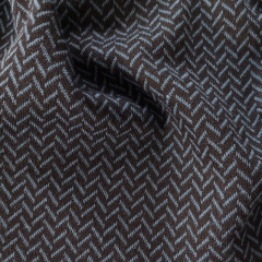 Jacquard Jerseystoff Fischgrtmuster, rauchblau schwarz