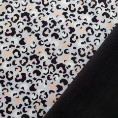 Softshell Stoff Leopardenmuster Animal Print, schwarz rosa hellgrau