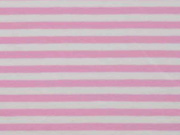 Jerseystoff Streifen 5 mm,  rosa weiß
