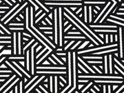 RESTSTÜCK 78 cm Crepe Jersey grafisches Muster, schwarz weiß