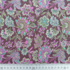 Viskose Mix leichte Webware Blumen Blusenstoff, rosa dunkelbraun