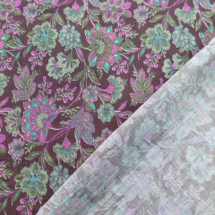 Viskose Mix leichte Webware Blumen Blusenstoff, rosa dunkelbraun