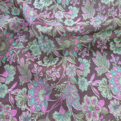 Viskose Mix leichte Webware Blumen Blusenstoff, rosa dunkelbraun