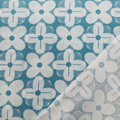 Baumwollstoff Retroblumen Webware weicher Griff, hellblau petrol