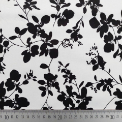 Baumwollstoff Blumen Bltter Webware weicher Griff, schwarz cremewei